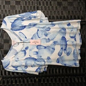 NWT Juicy Couture BlueWhite Cactus Rhinestone Top Size M